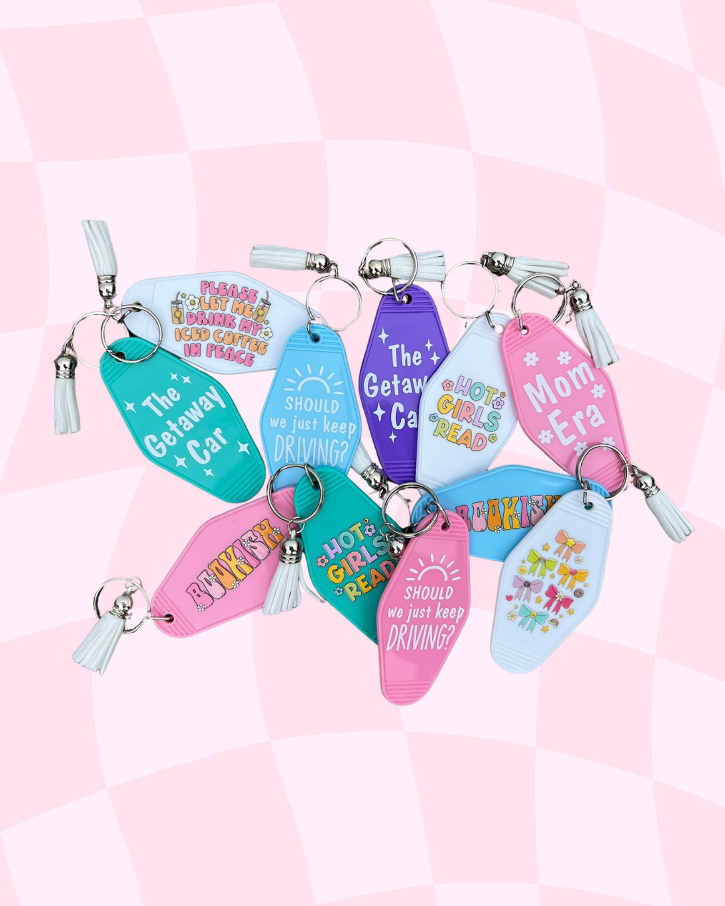 Lost in a Bookstore Retro Motel Keychain