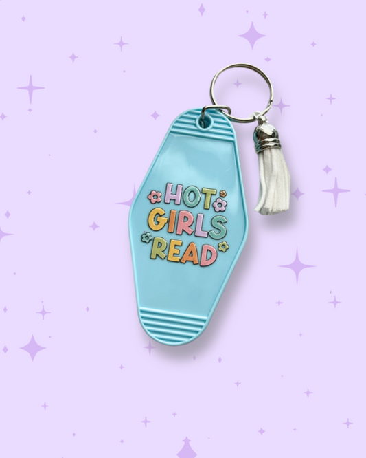 Hot Girls Read Retro Motel Keychain