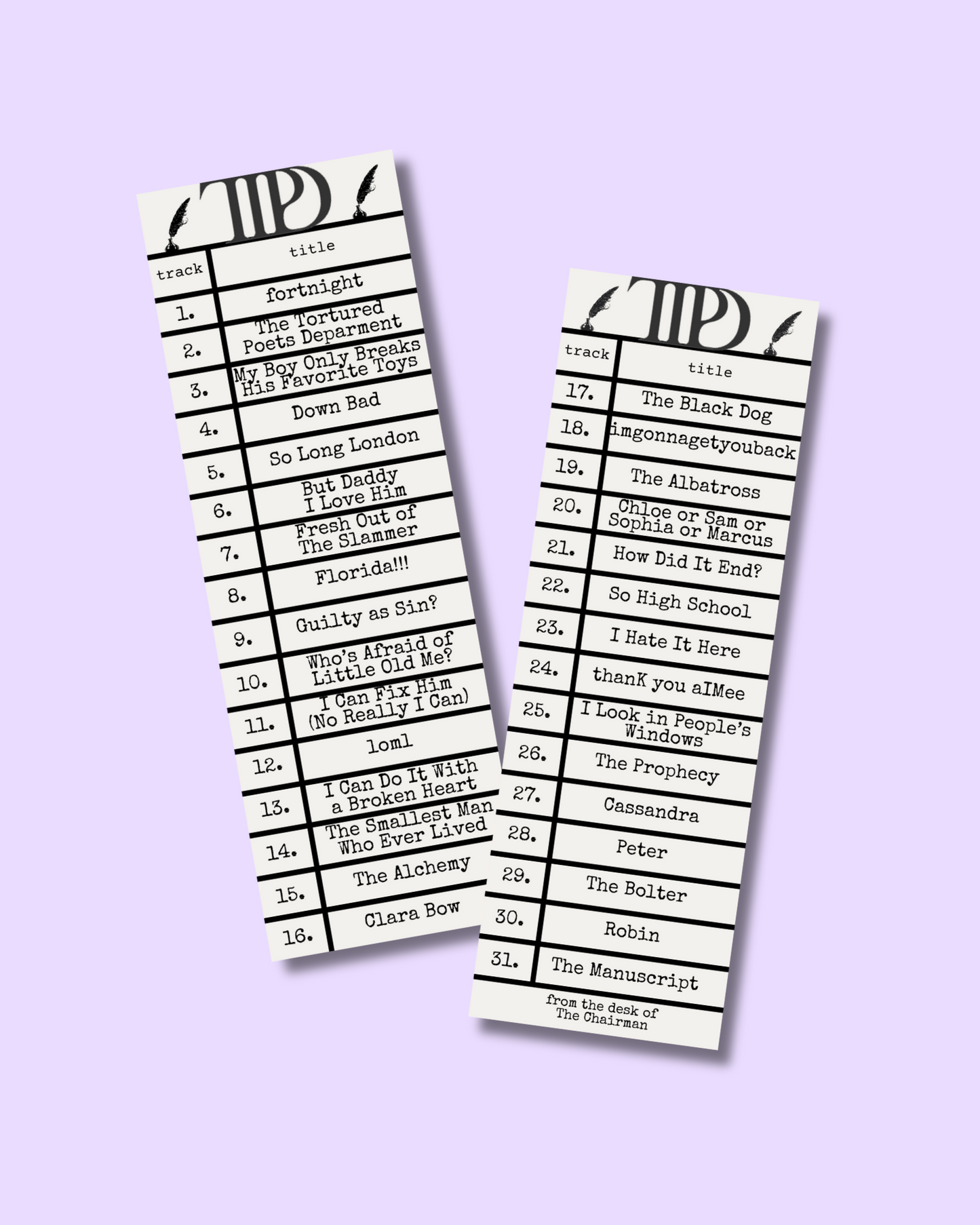 Tortured Poets Department Bookmark Set of 2