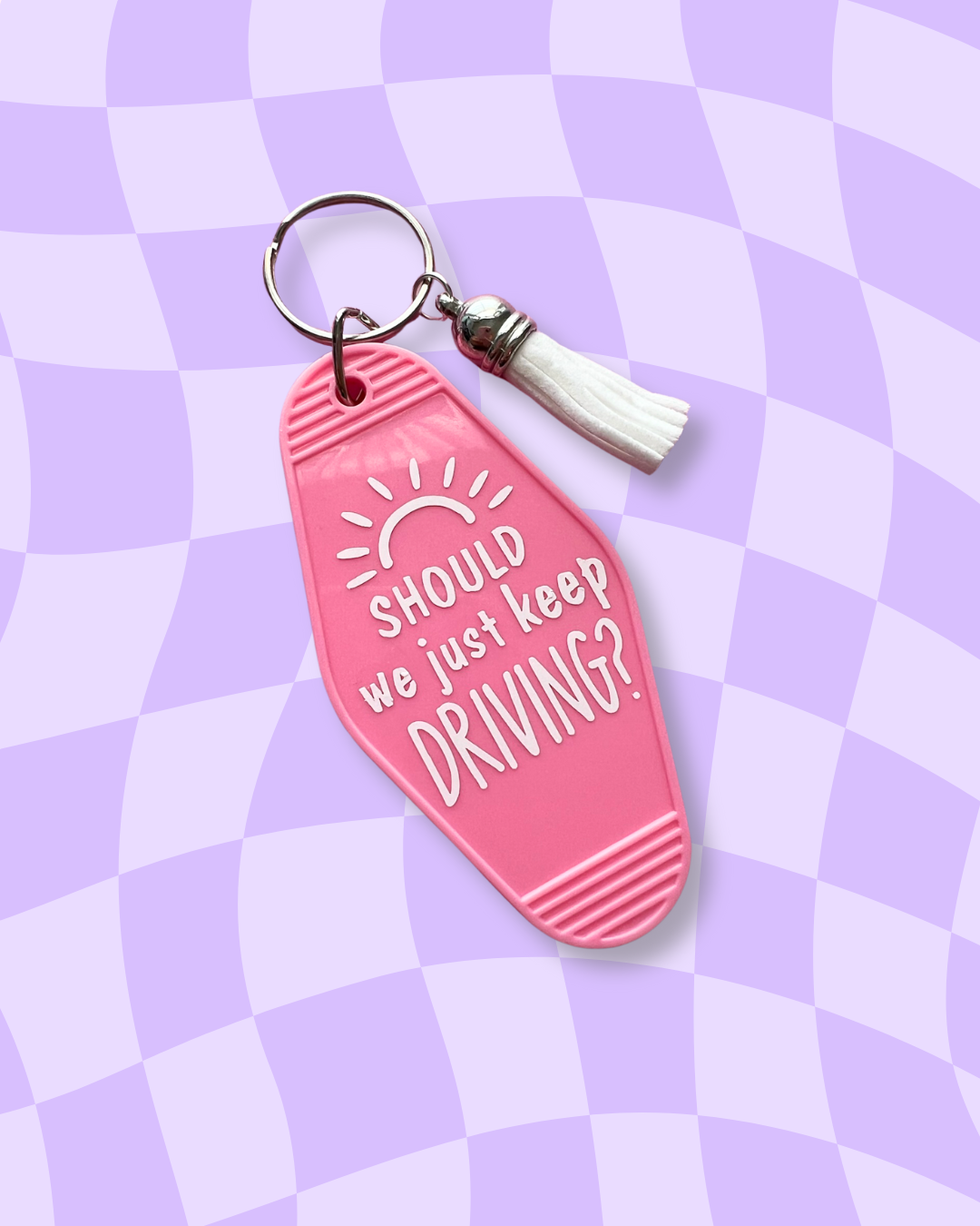 Just Keep Driving Retro Motel Keychain