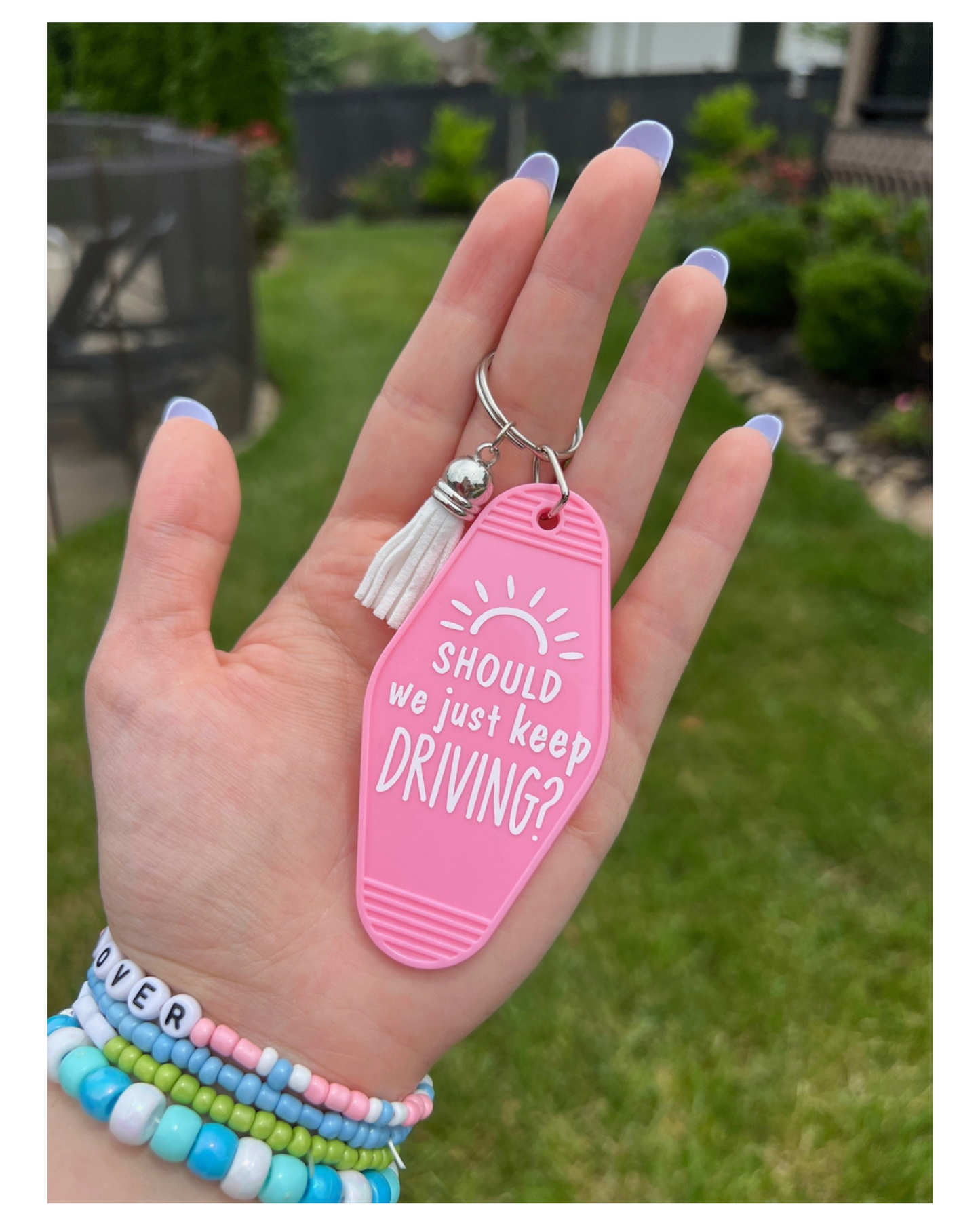 Just Keep Driving Retro Motel Keychain