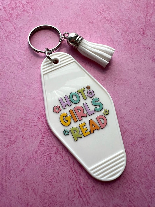 Hot Girls Read Retro Motel Keychain