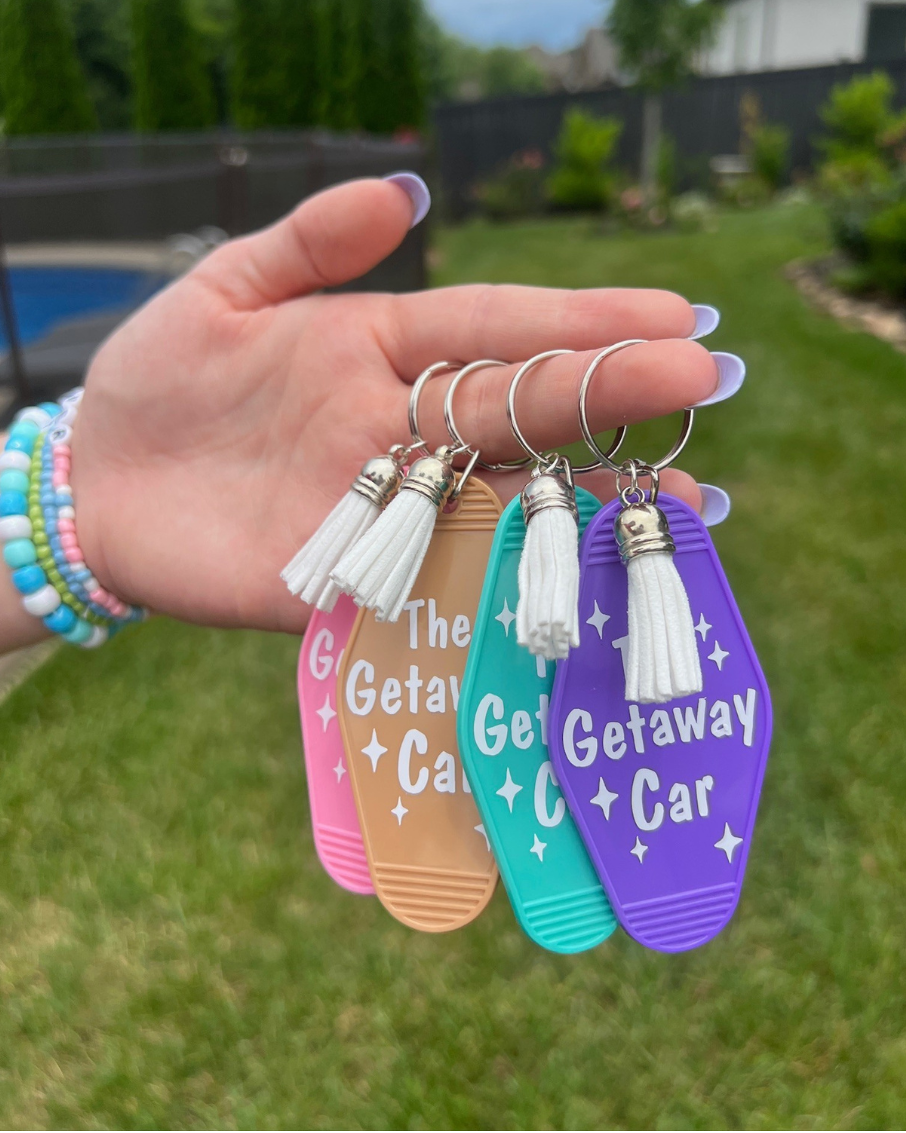 Getaway Car Retro Motel Keychain