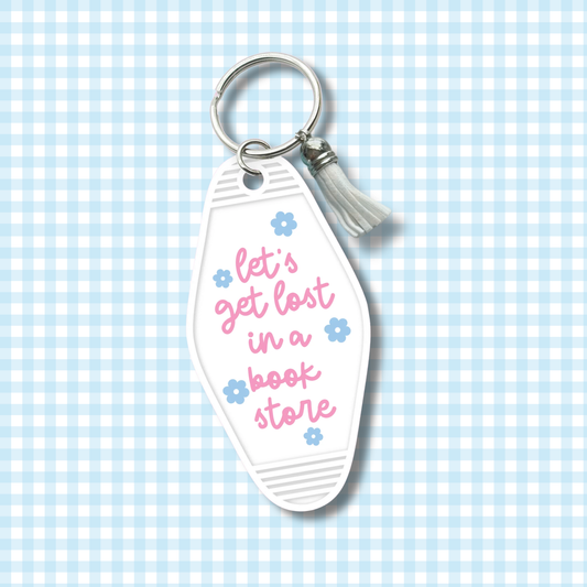 Lost in a Bookstore Retro Motel Keychain