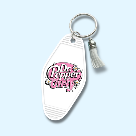 Dr Pepper Girlie Retro Motel Keychain