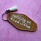 Running on Iced Coffee Retro Motel Keychain