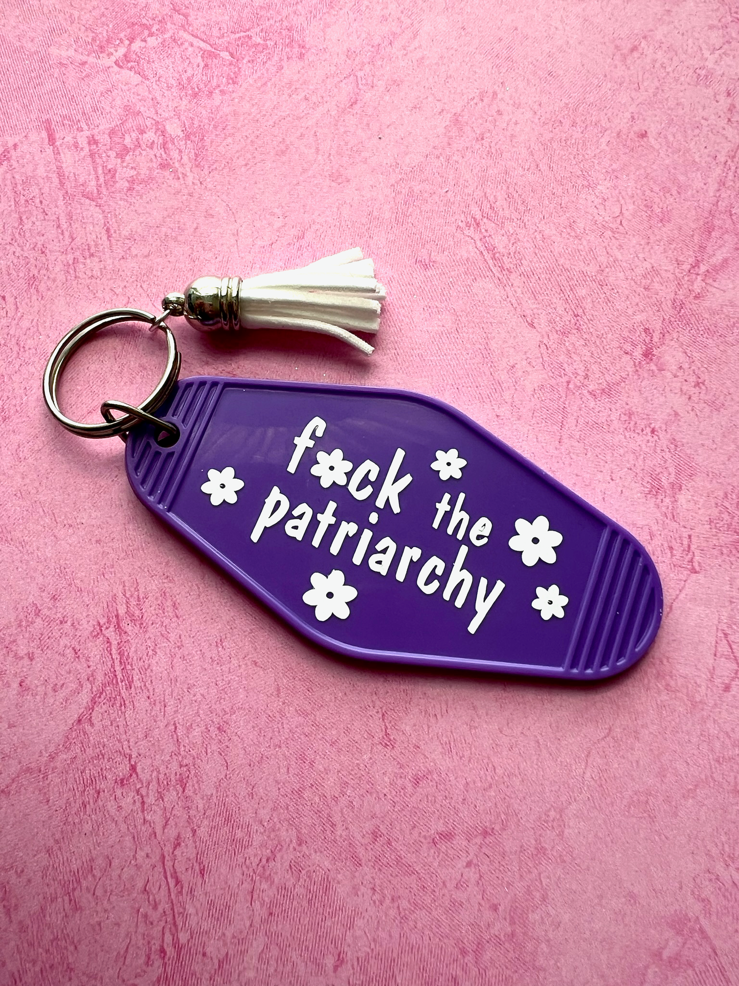 F the Patriarchy Retro Motel Keychain