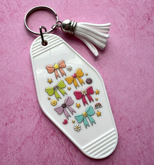 Happy Bows Retro Motel Keychain