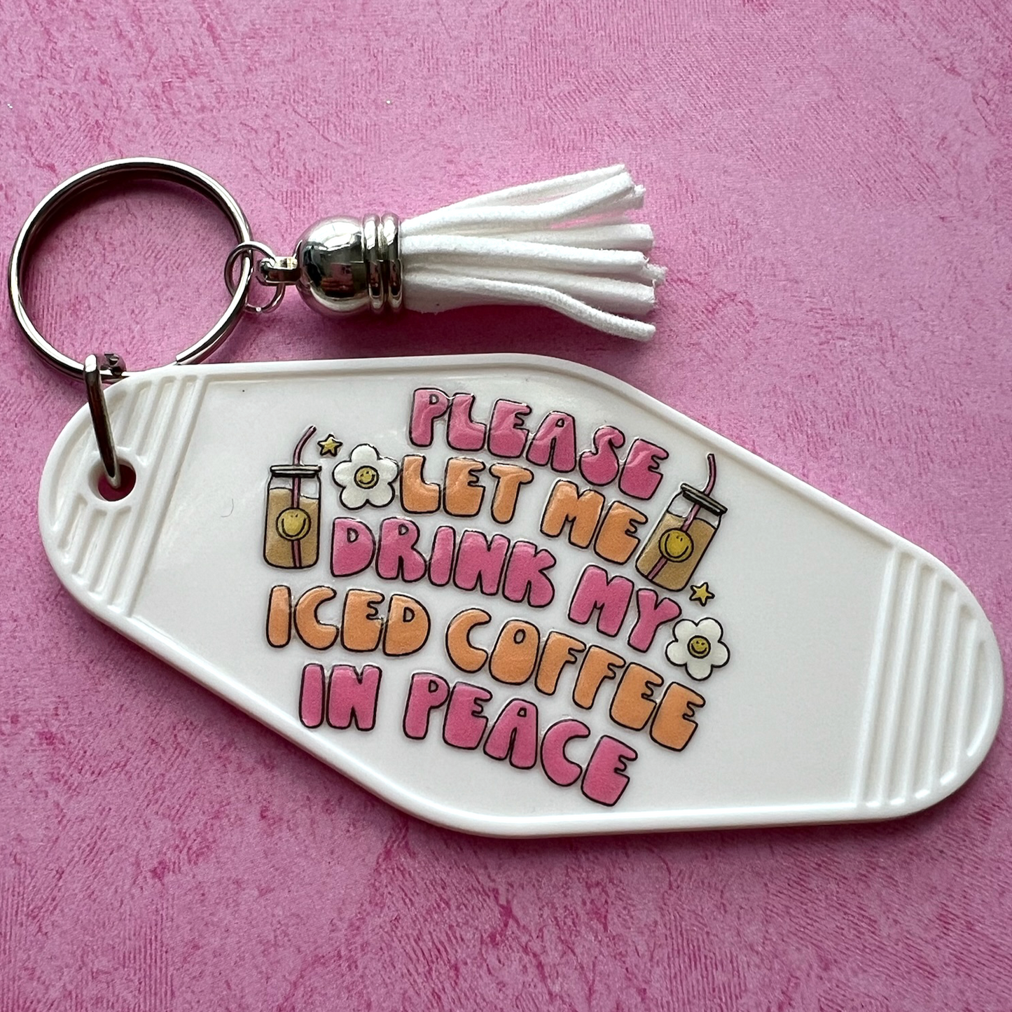 My Iced Coffee Retro Motel Keychain