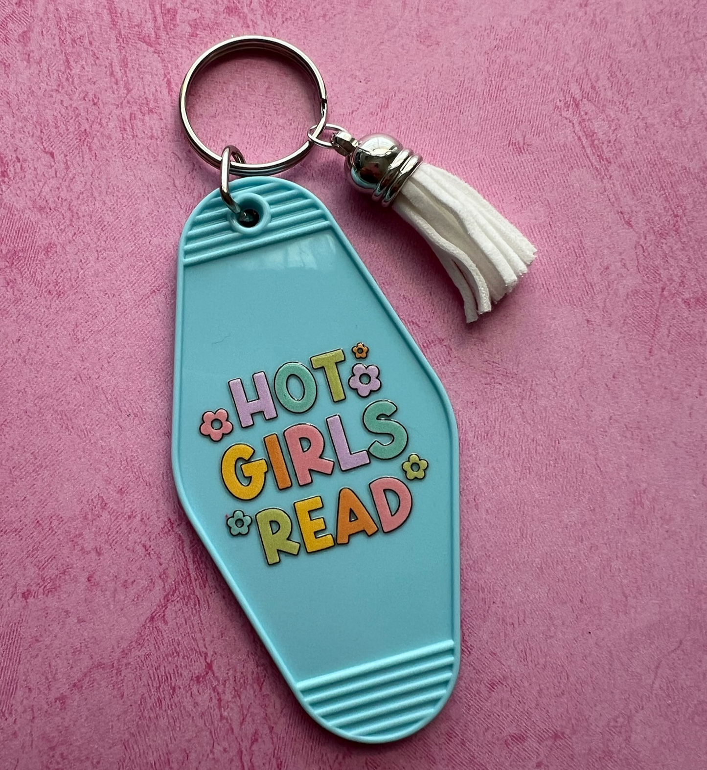 Hot Girls Read Retro Motel Keychain