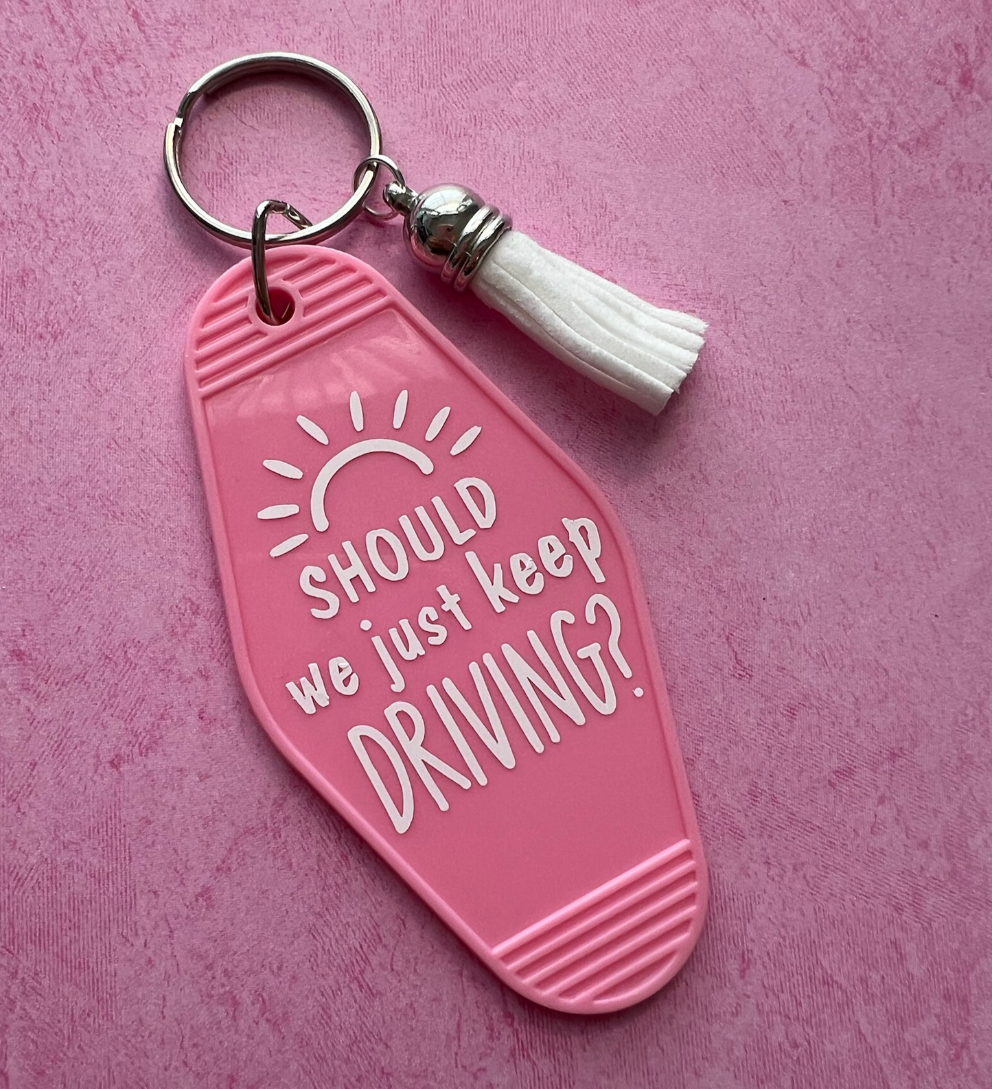 Just Keep Driving Retro Motel Keychain