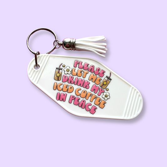 My Iced Coffee Retro Motel Keychain