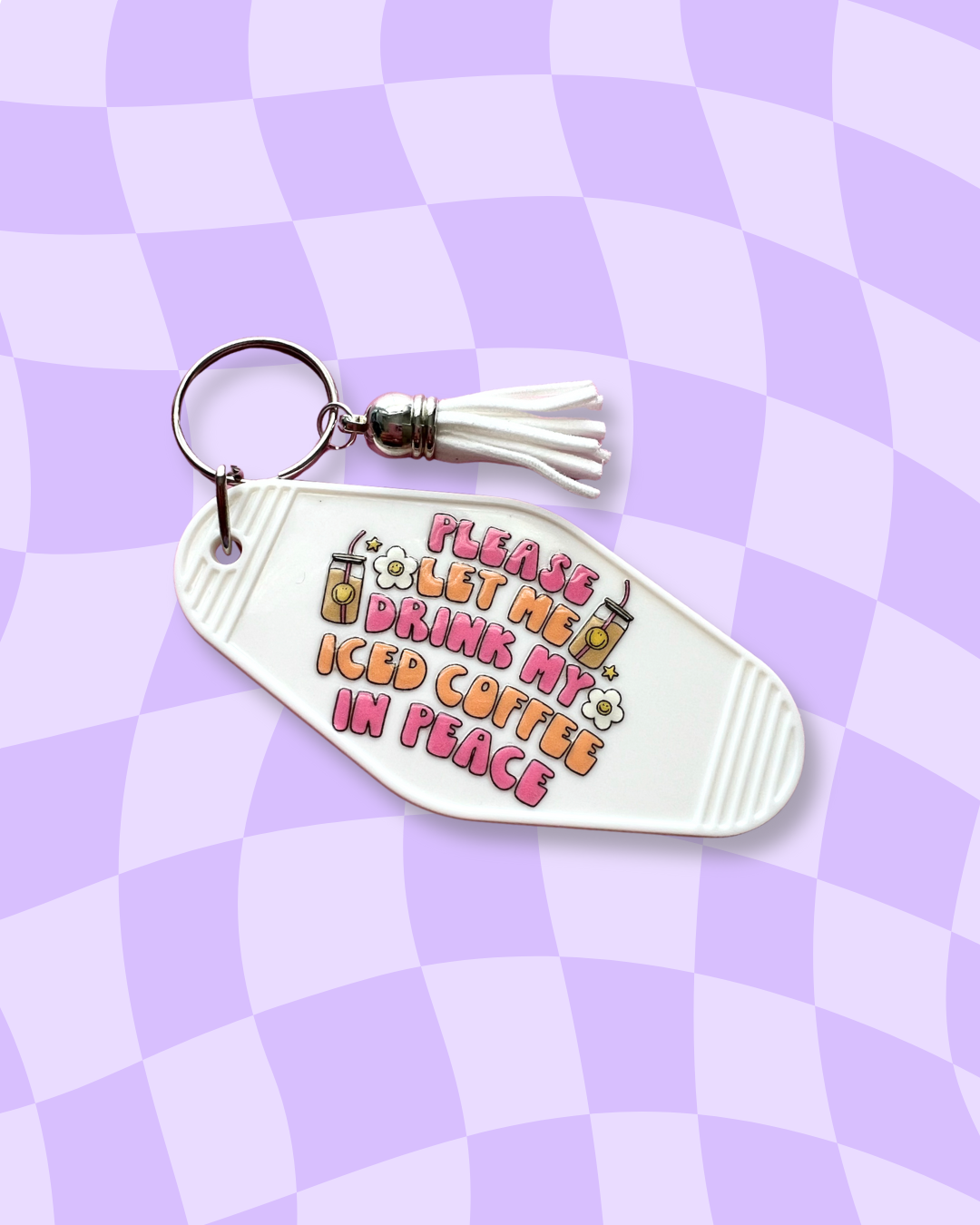 My Iced Coffee Retro Motel Keychain