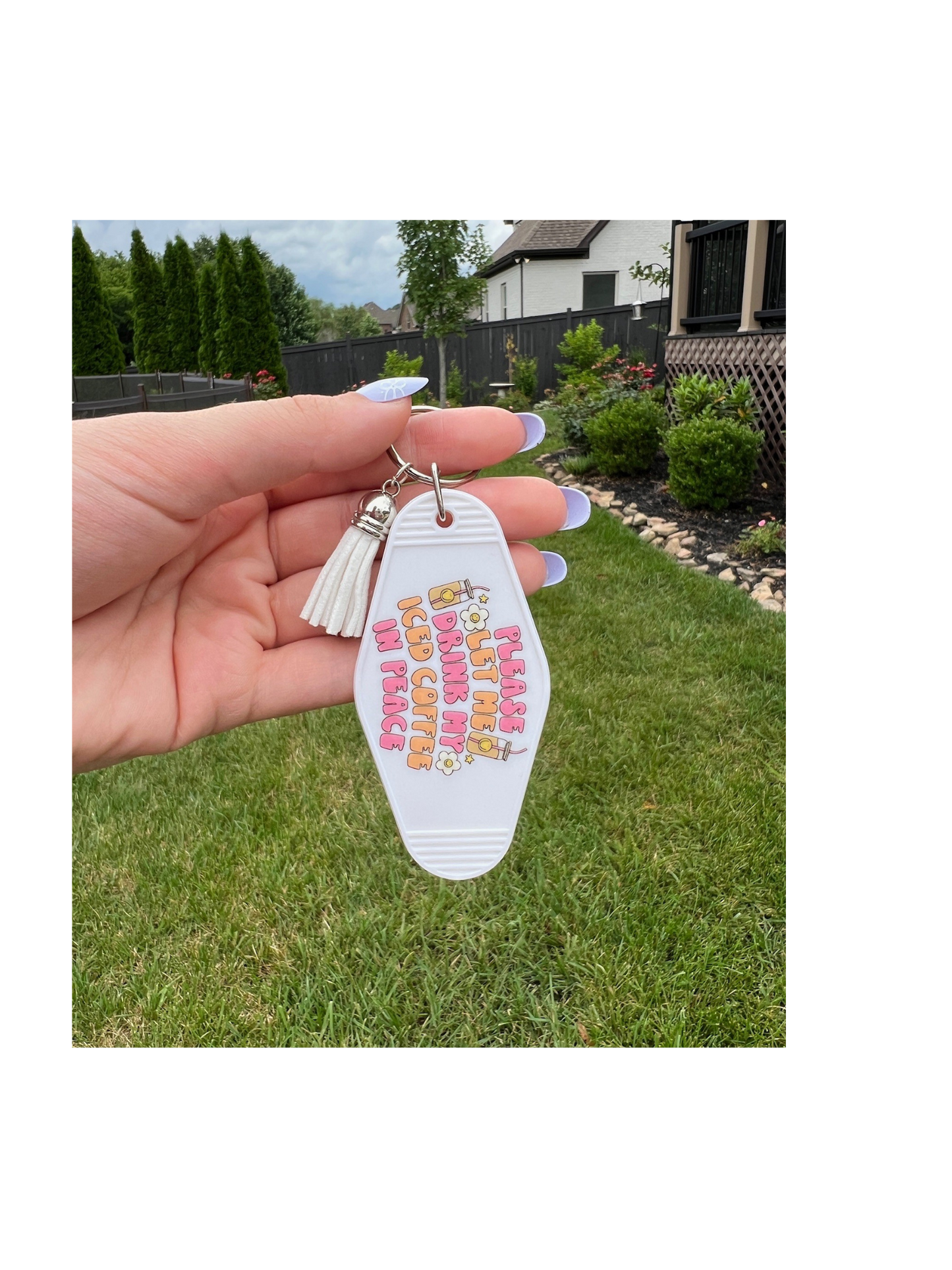 My Iced Coffee Retro Motel Keychain