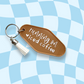 Running on Iced Coffee Retro Motel Keychain