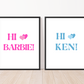 Hi Barbie Hi Ken  - Set of 2 Prints