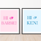 Hi Barbie Hi Ken  - Set of 2 Prints