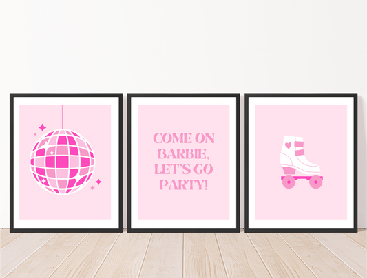 Come on Barbie Let's Go Party  - Set of 3 Prints